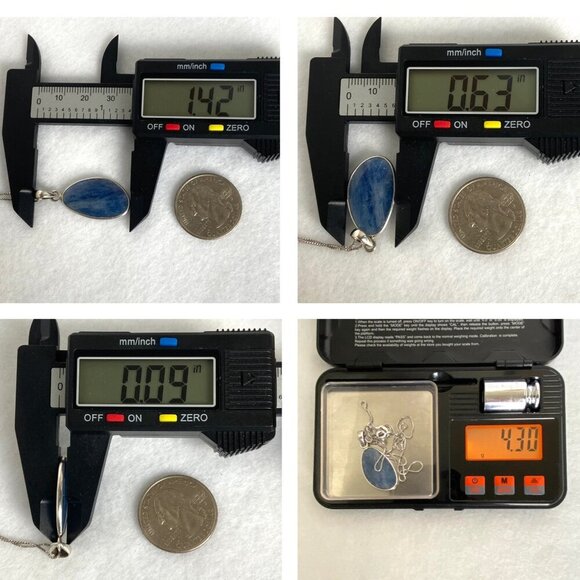 Sterling Silver 925 Bezel Set Blue Kyanite Pendant Necklace 18.75" Box Chain - Picture 10 of 16